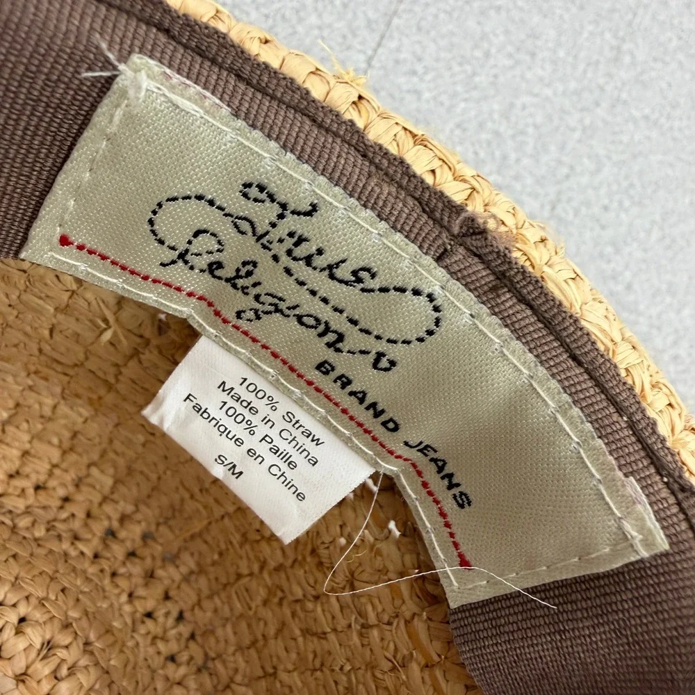 True Religion Fedora Unisex S/M Tan Woven Straw Sun Hat Summer Beach Casual